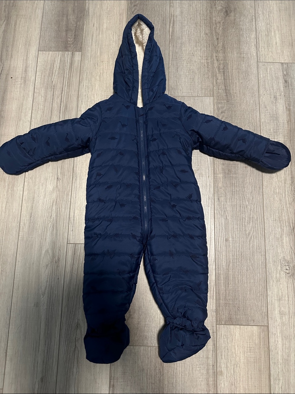 Navy Hooded Insulated One-Piece Snowsuit for baby